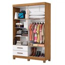 Ver imagem 4 de Guarda-roupa Solteiro Genova 4 Portas 2 Gavetas 22112 Cinamomo/branco - Carioca Móveis