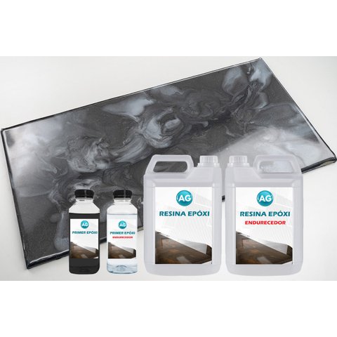 Kit Porcelanato Liquido Metálico Cinza Cetim / Branco Perola AG por M² Resinas ag Kit Porcelanato Lí