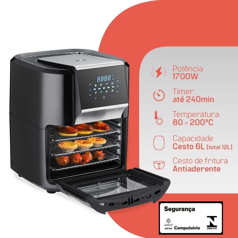 Fritadeira Elétrica Air Fryer Multifuncional Hq 12 Litros 1700w Preto Ra 015 - 220v - 2