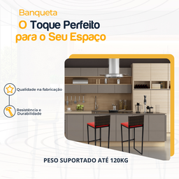 Kit 2 Bancos Quadrado Junco Argila para Bancada Alta Cozinha Área Gourmet Bistrô Piscina Bar - 3