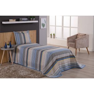 Kit Colcha Cobre Leito Viena Solteiro 2 Peças Listrado