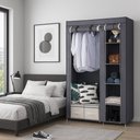 Ver imagem 2 de Guarda Roupa Portatil Multiuso Armario Cabideiro Organizador para Quarto Closet Casa Praia Luxo Cinz