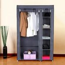Ver imagem 3 de Guarda Roupa Portatil Multiuso Armario Cabideiro Organizador para Quarto Closet Casa Praia Luxo Cinz