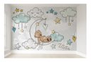 Ver imagem 1 de Papel de parede ursinho na lua infantil para quarto de bebê menino M² PP114