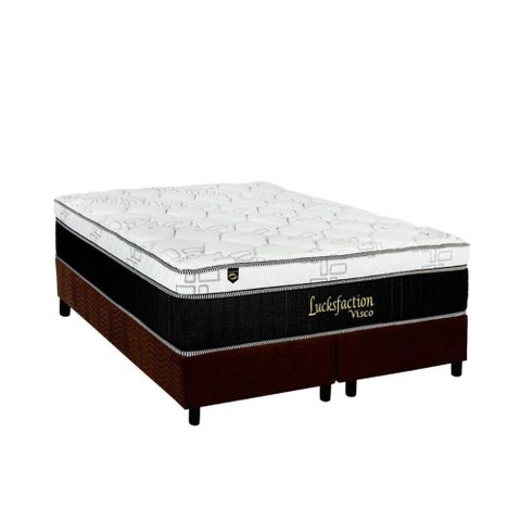 Cama Box Queen: Colchão Molas Ensacadas Luckspuma MasterPocket Lucksfaction Viscoelástico + Base