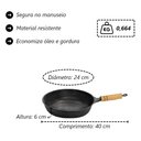 Ver imagem 3 de Kit Chapa Grill 23cm Frigideira Funda Alta 24cm Antiaderente