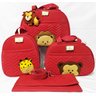 Kit Bolsa Maternidade Bebê Tema Safári Com Mochila Bordado: Vinho - 1