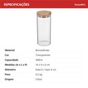Ver imagem 5 de Pote Hermético de Borossilicato 400ml Transparente 15x6x6cm Mantimentos Cozinha