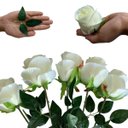 Ver imagem 3 de Conjunto 9 Rosas Artificiais Brancas Luxo para Decoração Elegante