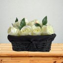 Ver imagem 1 de Conjunto 9 Rosas Artificiais Brancas Luxo para Decoração Elegante