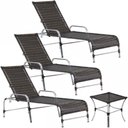 Ver imagem 1 de 3 Espreguiçadeiras Catar e Mesa Piscina Jardim Regulagem Pedra Ferro