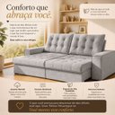 Ver imagem 7 de Sofá Retrátil Reclinável Mega 2,50m Molas Ensacadas Linho - Prata