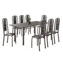 Ver imagem 2 de Conjunto de Mesa Retangular 180x75cm Tampo Ardósia Indiana 8 Cadeiras Lavínea Prata/Preto Floral/Mart