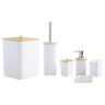 Kit Banheiro Lavabo Escova Lixeira 6 Peças / Tampa Bambú PGB - 2