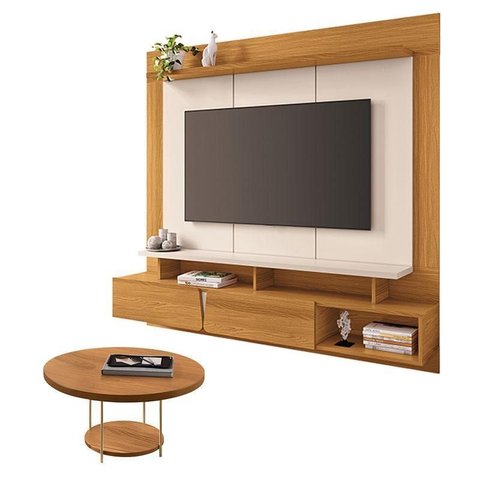 Home Suspenso Zenith Cinamomo Off White com Mesa de Centro Sky Cinamomo - Hb Móveis