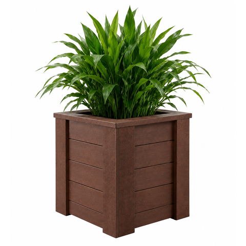 Cachepô Quadrado com Borda em Madeira Plástica 53cm Lanci/ Fl-02B