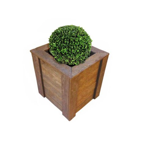 Cachepô Quadrado em Madeira Plástica Maciça Marrom com Borda 100% Reciclado 53cm / Fl-02b Lanci