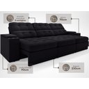 Ver imagem 4 de Sofá com Porta Copos e Carregador USB Eureka 2,30m Assento Retrátil e Reclinável Velosuede