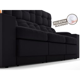 Sofá com Porta Copos e Carregador USB Eureka 2,30m Assento Retrátil e Reclinável Velosuede - 6