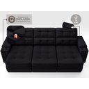 Ver imagem 6 de Sofá com Porta Copos e Carregador USB Eureka 2,30m Assento Retrátil e Reclinável Velosuede