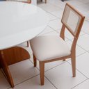 Ver imagem 4 de Mesa de Jantar 1,35m Tampo de Vidro C/ 6 Cadeiras 100% Mdf Cor:off White com Freijó e Cesare Claro