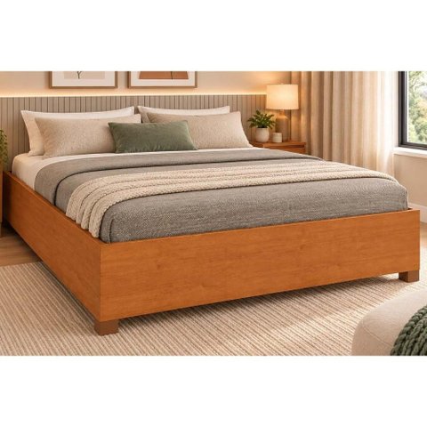 Cama Box Tcil Queen Mônaco Madeirado 200kg Cinamo