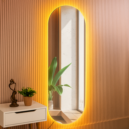 Espelho Grande Corpo Inteiro Lapidado S/moldura Designer Oval 150x40cm Luxo com Led Fria/quente - 7