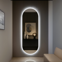 Espelho Grande Corpo Inteiro Lapidado S/moldura Designer Oval 150x40cm Luxo com Led Fria/quente - 4