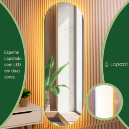 Espelho Grande Corpo Inteiro Lapidado S/moldura Designer Oval 150x40cm Luxo com Led Fria/quente - 9