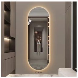 Espelho Grande Corpo Inteiro Lapidado Oval Decorativo 150x40cm Luxo com Led Fria/quente - 2