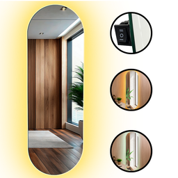 Espelho Grande Corpo Inteiro Lapidado S/moldura Designer Oval 150x40cm Luxo com Led Fria/quente - 8
