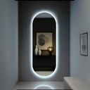 Ver imagem 5 de Espelho Grande Corpo Inteiro Lapidado S/moldura Designer Oval 150x40cm Luxo com Led Fria/quente