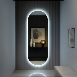 Espelho Grande Corpo Inteiro Lapidado S/moldura Designer Oval 150x40cm Luxo com Led Fria/quente - 5