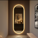 Ver imagem 3 de Espelho Grande Corpo Inteiro Lapidado S/moldura Designer Oval 150x40cm Luxo com Led Fria/quente