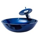 Ver imagem 1 de Cuba Redonda 30cm + Torneira Cascata + Valvula - Kit Azul