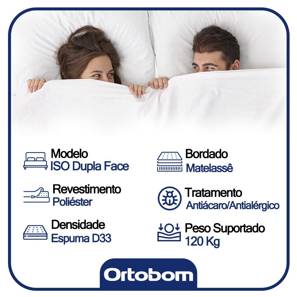 Cama Box Casal Sintético + Colchão Ortobom Iso Dupla Face 138x188x60:branco - 4