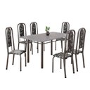 Ver imagem 2 de Conjunto de Mesa Retangular 140x75cm Tampo Granito Ocre 6 Cadeiras Lavínea