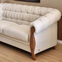 Ver imagem 3 de Conjunto Estofado 2 Lug. e Poltrona Capitonê Madeira Nobre Linho Bege Adhara - Harmônica Móveis