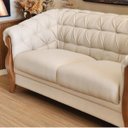 Ver imagem 4 de Conjunto Estofado 2 Lug. e Poltrona Capitonê Madeira Nobre Linho Bege Adhara - Harmônica Móveis