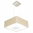 Ver imagem 1 de Lustre Pendente Quadrado Md-4196 Cúpula em Tecido 15/45x45cm Rustico Bege - Bivolt