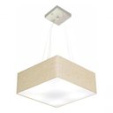 Ver imagem 3 de Lustre Pendente Quadrado Md-4196 Cúpula em Tecido 15/45x45cm Rustico Bege - Bivolt