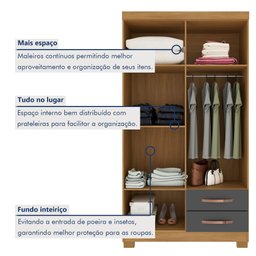 Guarda-Roupa Solteiro 4 Portas 2 Gavetas Itapema - 5