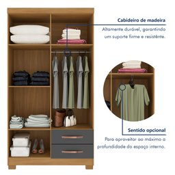 Guarda-Roupa Solteiro 4 Portas 2 Gavetas Itapema - 4