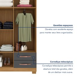Guarda-Roupa Solteiro 4 Portas 2 Gavetas Itapema - 3