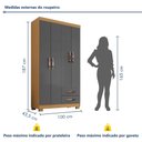 Ver mais imagens de Guarda-Roupa Solteiro 4 Portas 2 Gavetas Itapema Cinza/Carvalho Americano/Grafite