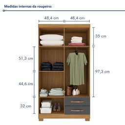 Guarda-Roupa Solteiro 4 Portas 2 Gavetas Itapema - 9
