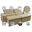 Ver imagem 7 de Sofá Lisboa 3,12m Retrátil, Reclinável com Molas no Assento Tecido Suede Velusoft Bege - Cama