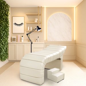 Maca Estofada Luxo para Estética, Spa, Cílios, Sobrancelhas Courino Bege Bz Home Decor