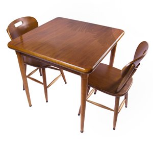Mesa Quadrada 80x80 Cm com 2 Cadeiras de Madeira para Cozinha - Laminado Imbuia
