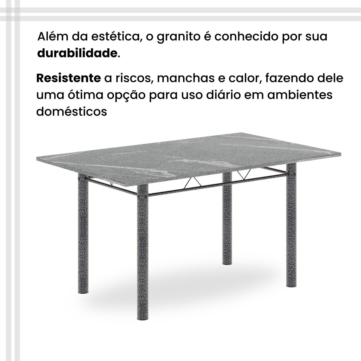 Conjunto de Mesa Retangular a 140x75cm Tampo Granito Topázio 6 Cadeiras Lavínea - 8